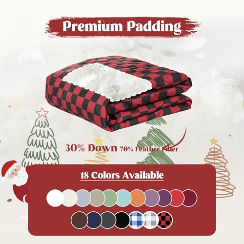 puredown-Lightweight-Christmas-Couch-Throw-Soft-Feather-Down-Throw-Blanket-for-Indoor-and-Outdoor-Use-50X70-Black-and-Red puredown Lightweight Christmas Couch Throw Soft Feather Down Throw Blanket for Indoor and Outdoor Use 50X70 Black and Red