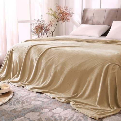 Image of BEDELITE Fleece Blankets Queen Size Light Camel Throw Blankets for Bed, Luxury Plush Cozy Fuzzy Blanket 90x90 inches, Super Soft Warm Lightweight Throw Blanket All Seasons Suitable
