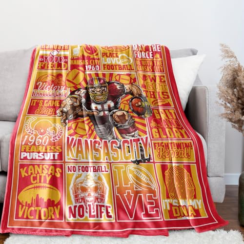 LCXAPPE Football Fans Blanket 60 x 50 City Sports Football Gifts for Team Fans Red Football Stuff for Football Lovers Bedroom Decor Sofa Couch Bed