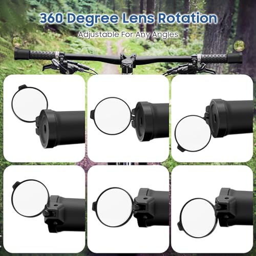 MoKo 2 Pcs Bike Mirrors, 360° Rotatable Bicycle Mirrors for