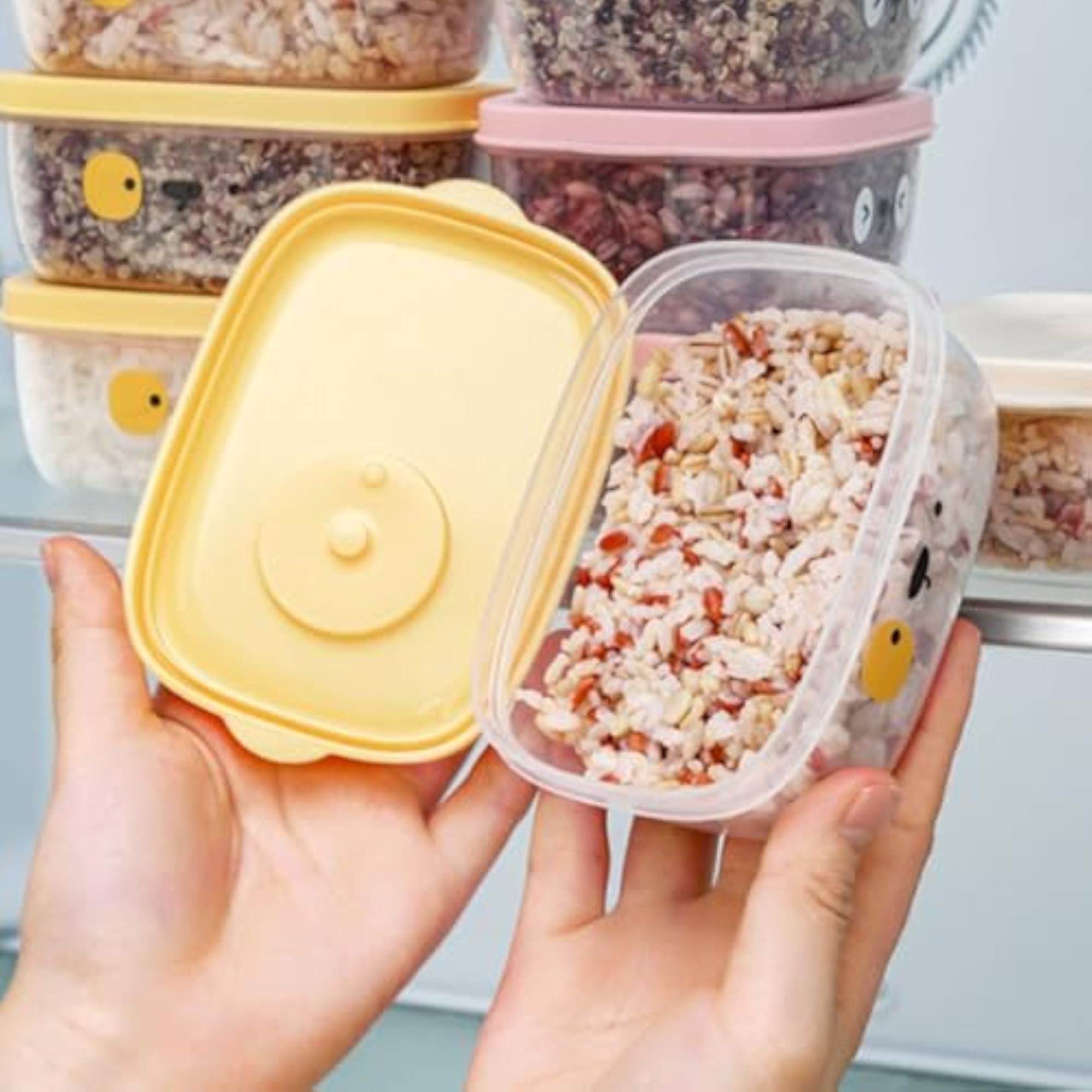 Stackable Rice Portioning Box, Leakproof Seal Design