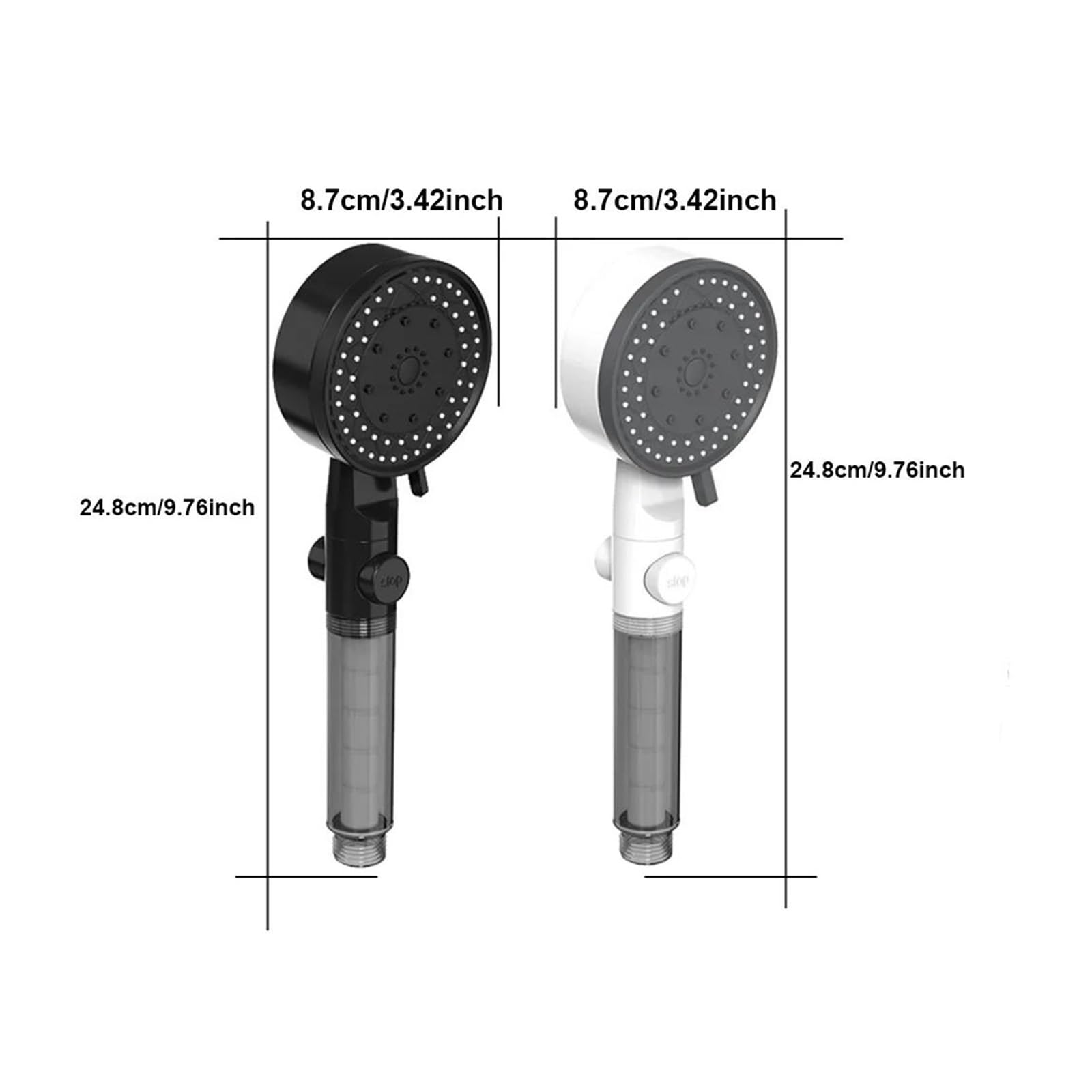 Soffione doccia filtrato, soffione doccia portatile ad alta pressione, risparmio idrico, resistenza alle cadute, ugello per doccia da bagno con arresto One Touch(White Hose Set)