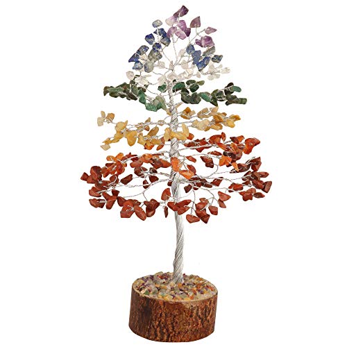 7 Chakra Crystal Tree | Handmade Feng Shui Bonsai | Attract Good Luck | Gemstone Tree of Life | Home Decoration Crystals | Meditation Accessories | Money Tree for Positive Energy - Spiritual Gift Cover