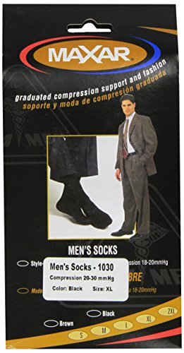 Image of MAXAR Men's Trouser Support Socks (23-30 mmHg) Black, XLarge, 2 Count