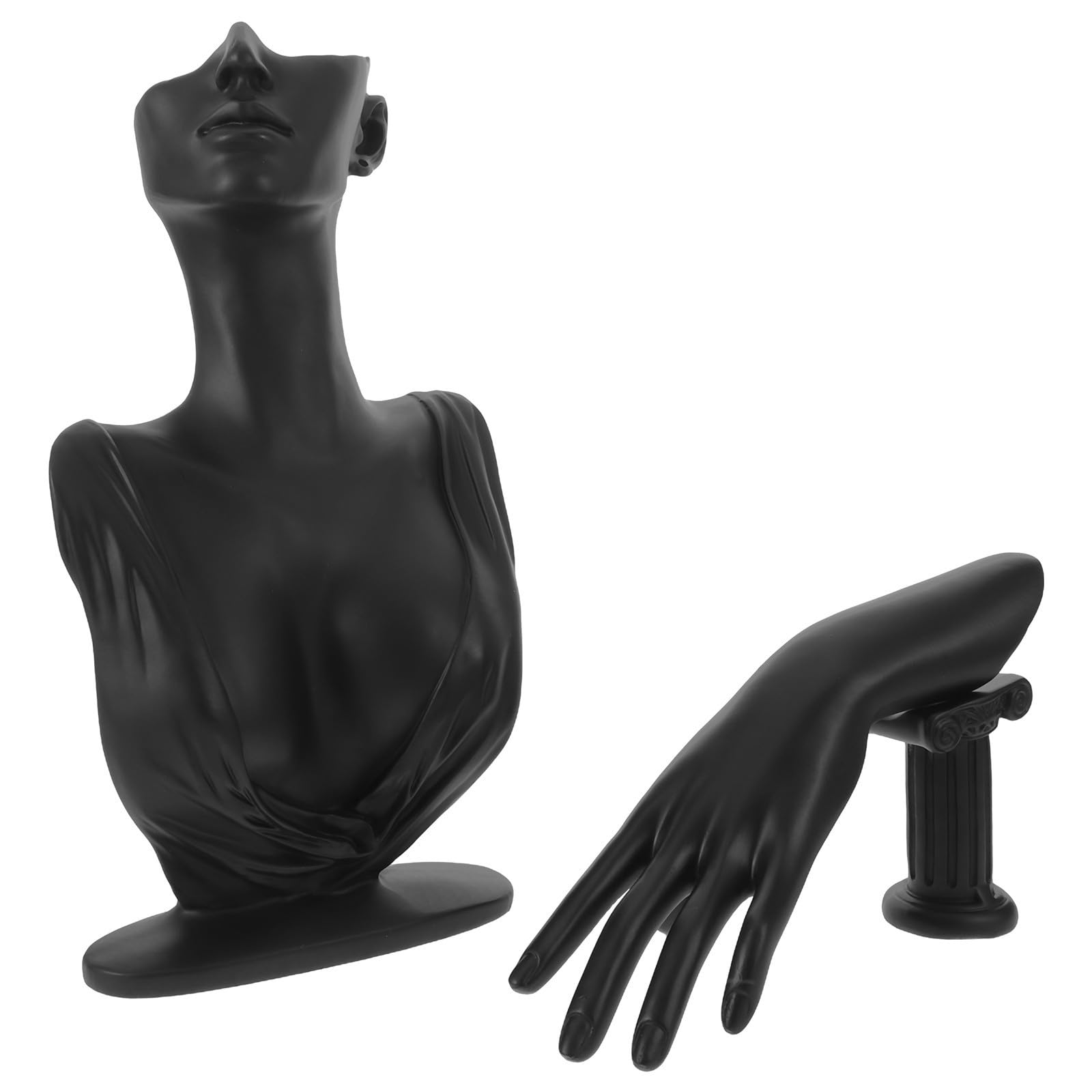 minkissy 2 Pièces Présentoir de Vente Mannequin de Bijoux en Résine Noir