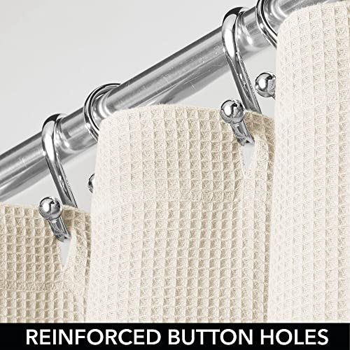 mDesign Cotton Waffle Weave Fabric Long Shower Curtain - for Bathroom Showers and Bathtubs - Hotel Quality - Machine Washable - Farmhouse Style - 72x84 Inch Cream/Beige