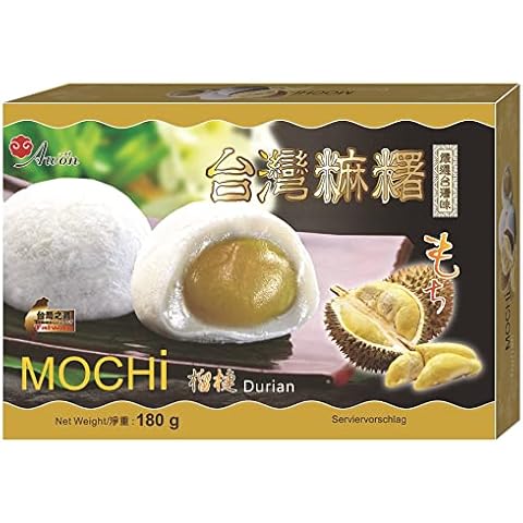 yoaxia ® - [ 180g ] Mochi, Durian / Klebreiskuchen mit Durian-Geschmack, asiatische Süßwarenspezialität Cover