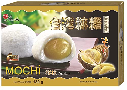 yoaxia ® - [ 180g ] Mochi, Durian / Klebreiskuchen mit Durian-Geschmack, asiatische Süßwarenspezialität