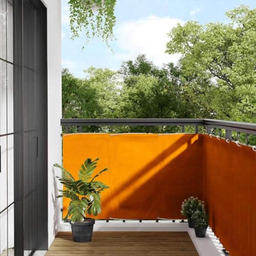Myheimly Balkon Sichtschutz, Balkonbespannung mit Ösen Seil, Wasserfeste Balkonabdeckung, Balkonverkleidung für Balkon Terrasse,orange,90 x 700 cm