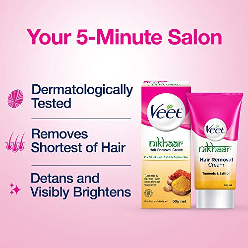 Image of Veet Nikhaar Hair Removal Cream for All Skin Types - 50 g (Pack of 3)