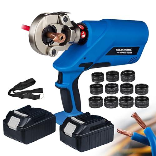 Annuod Alicates hidráulicos para crimpar terminales - 60/120 kN, Herramienta inalámbrica para terminales de Cobre/Aluminio de 16-300/400 mm², Herramienta de crimpado de Cables a batería(Max300mm²)