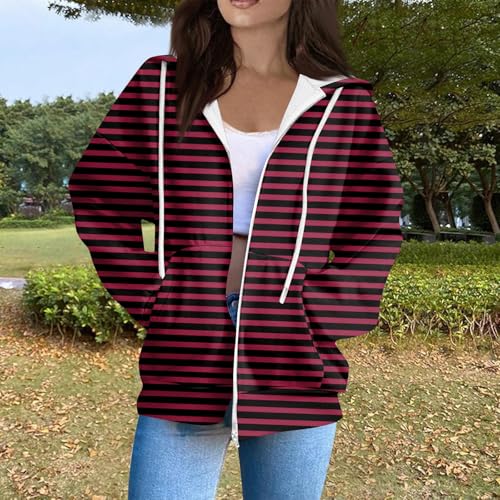 Zip Up Hoodie Women Casual Oversized Sweatshirts - Fall Fashion Fleece Lined Jacket - Thick Warm Coat Winter Clothing