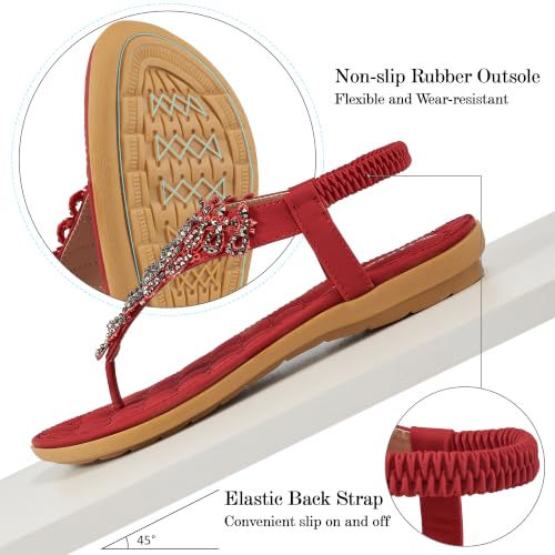 Image of HARENCE Flat Sandals for Women Dressy: Comfort Thong T-Strap Walking Shoes 2026 with Elastic Ankle Strap for Summer Casual Vacation