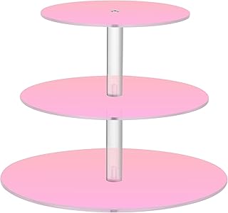Blush Pink Pearl Gradient Tea Party Cupcake Stand 3 Tier Round Acrylic C...