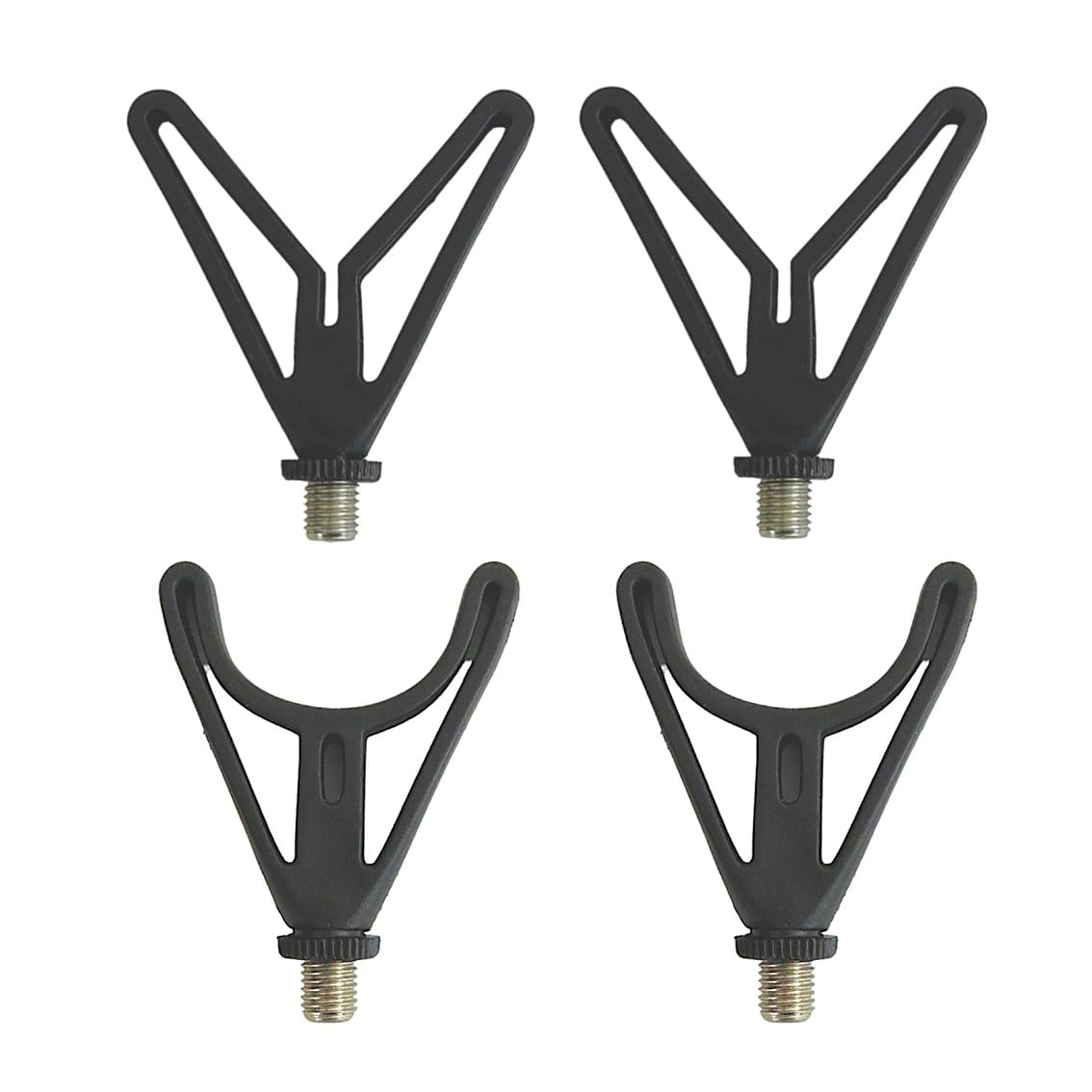 Tjr Tackle Black 4Pc Rod Rest Heads 2 V Inline Front & 2 U Rear Heavy Duty Butt Rest