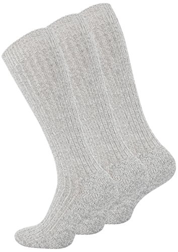 VCA 3 pares noruegos Calcetines hasta la rodilla para hombre, gris Cover