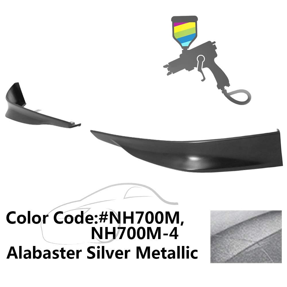 IKON MOTORSPORTS, Front Lip Splitters Compatible with 2013-2015 Honda Accord 4-Door Sedan, 2PCS Front Bumper Lip Splitter HFP Style PP Polypropylene Painted #NH700M NH700M-4 Alabaster Silver Metallic