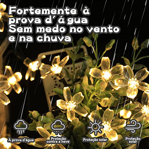 Luzes Flor solares de corda ao ar livre - 30/50/100 Luzes solares LED à prova d'água - Luzes decora