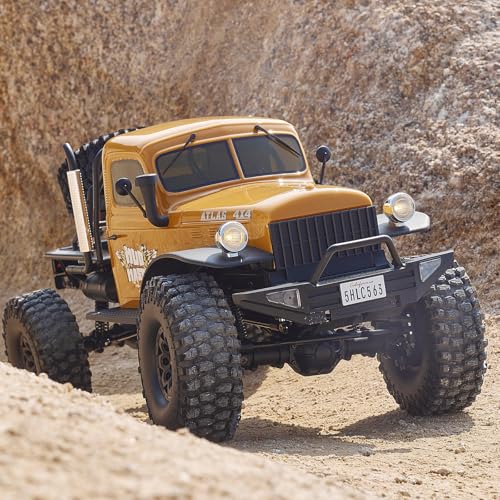 Image of EAZYRC FMS Rochobby 1 /10 Atlas Ready Set RC Crawler RC Truck 4X4 with Lighting, 2.4GHz Radio,Ball Bearing, Metal-Gear Full,4 Link Suspension,Rapid Separation Car Body for Adult (Yellow)