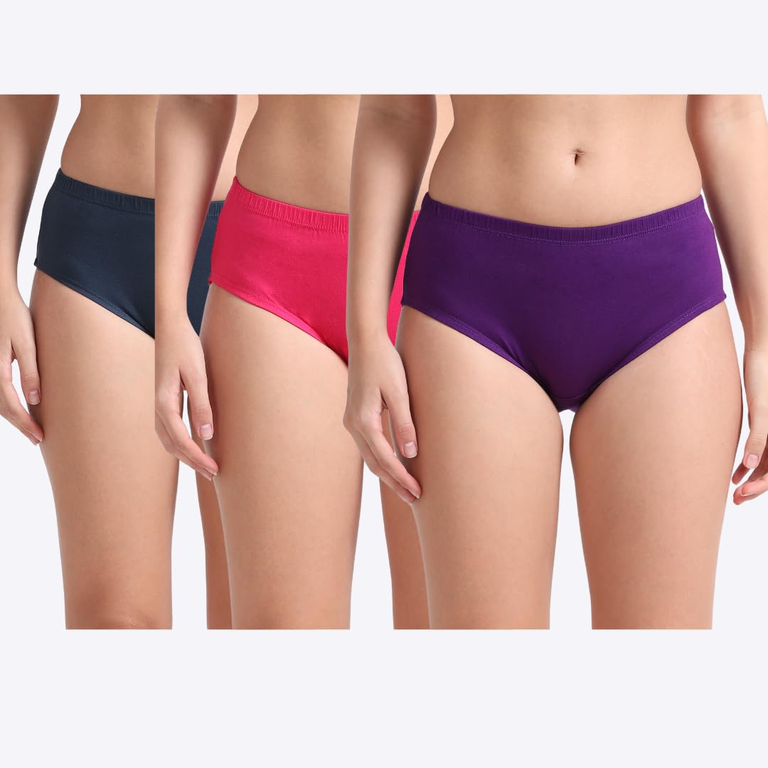 crystal CA 401 High Coverage Super Combed Cotton Panties with Concealed Waistband (Pack of 3) Assorted - Colours May Vary-picture-23