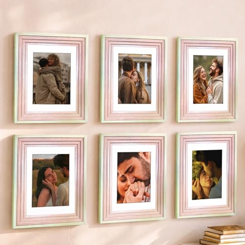 Image of Art Street Luxury Photo Frame for living room, Modern Step Design Photo Frames for Photograph, Art Work, Kids Room Set of 6 (6x8 Inch, Pink)