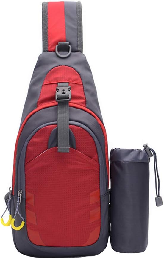 Waist Bag for Men Women Casual Running Unisex Waterproof Nylon Crossbody Shoulder Chest Bag With Water Bottle Pocket-Red Sports Waterproof Ultra Slim Adjustable Strap WaistWorkout Traveling 19Kenbeton