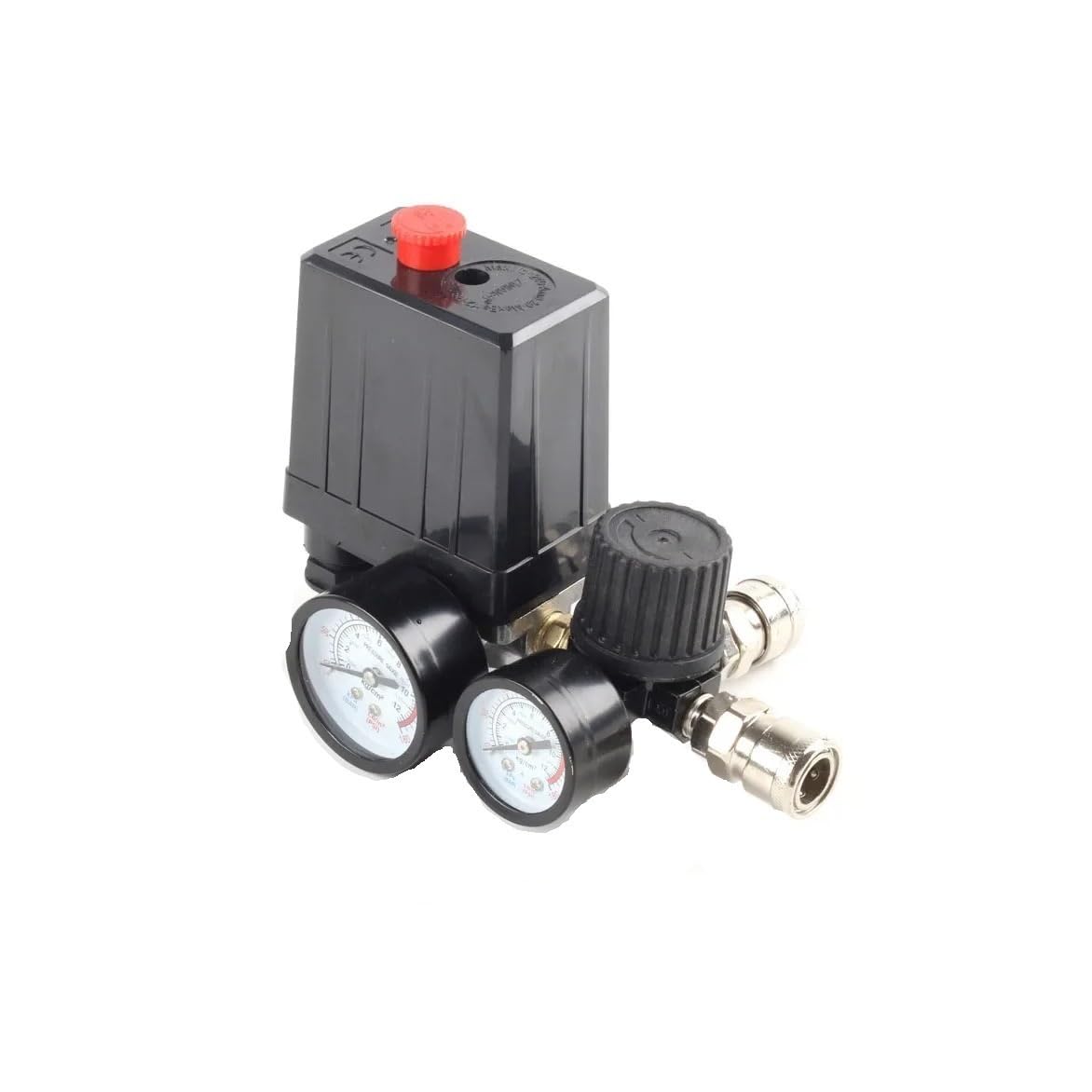 Interruptor de Control de presión de bomba de compresor de aire, regulador de alivio del colector de 4 puertos, 220V/380V, válvula de Control de 30-120PSI con manómetro(B-380V)
