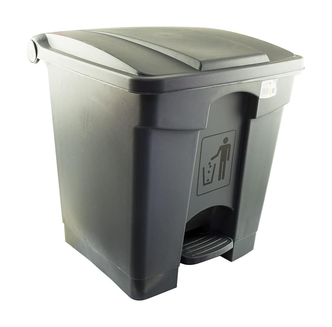 Cleano Garbage Bin Plastic With Pedal 45 Liter, Pedal-Type Trash Bin for Living Room Studio Kitchen Outdoor Waste Bin with Lid Gray trash can dustbin-Size 58x40x40cm