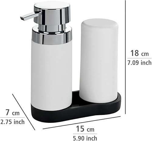 Miniatura 5 de WENKO Estación dispensadora de jabón para platos para fregadero de cocina, botella exprimible para lavar líquidos y jabón de manos, botellas