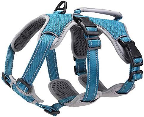 BELPRO Multi-Use Support Dog Harness, Escape Proof No Pull Reflective Adjustable Vest with Durable Handle, Dog Walking Harness for Big/Active Dogs (Blue, M)
