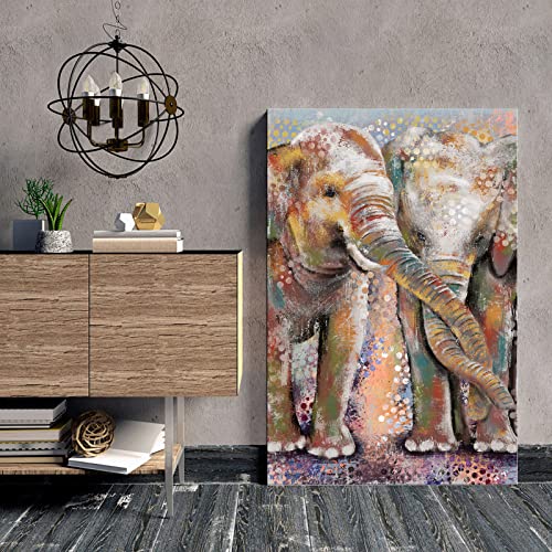 OuElegent Elephant Painting Canvas Wall Art Boho...