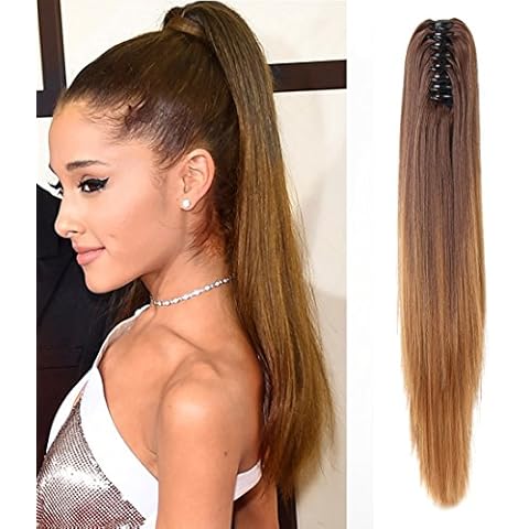 Neverland Belleza 20(50cm) Ombre Dos Tonos Largo Clip Recto en/en Wavy PonyTail Cover