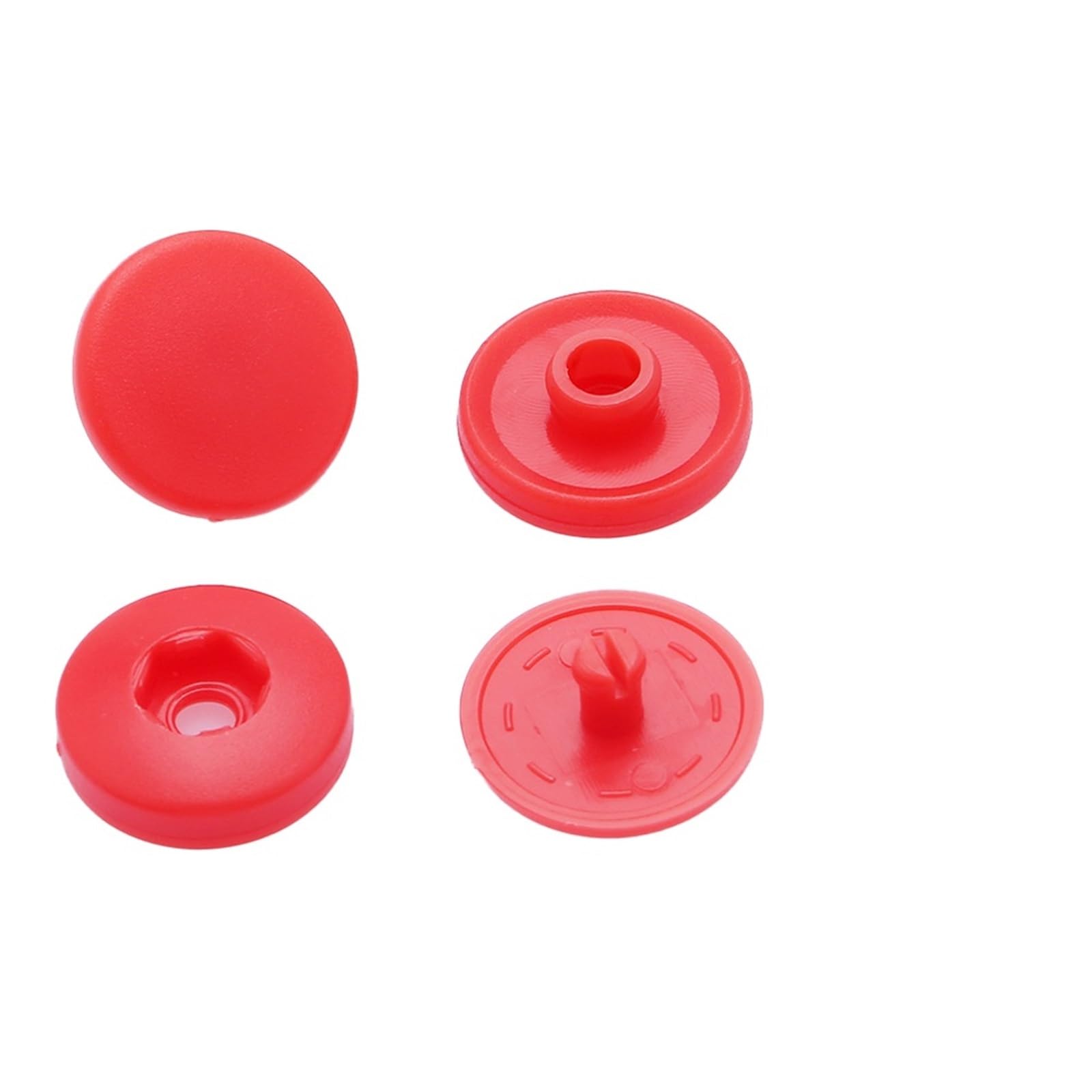 T5 Plastic Snap Buttons 100sets Hand Press Type Round Snaps Fasteners for DIY Crafts Sewing Accessories(Red)