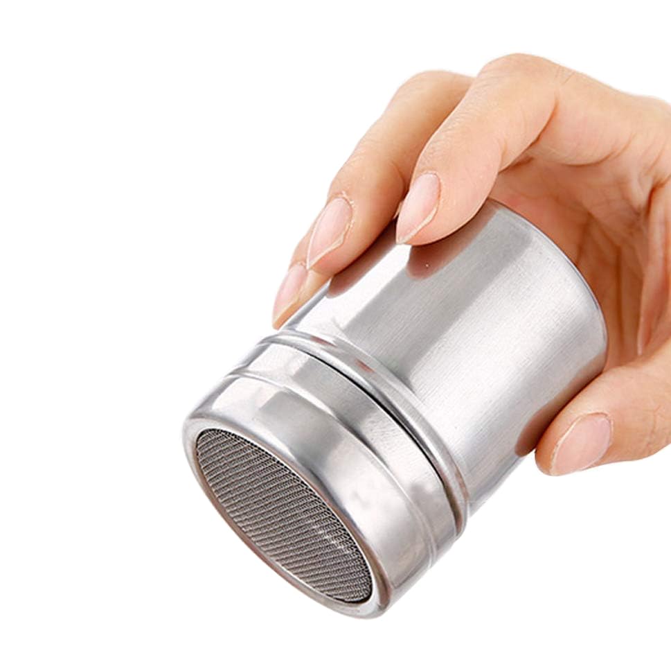 2 Pcs Chocolate Shaker for Cappuccino Seasoning Sugar Spice Shaker Sifter Stainles Steel Salt Coffee Dispenser Duster Cinnamon Flour Shaker for Baking for Kitchen with 16 Printing Moulds Stencils - Image 3