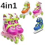 Inline Skate Inlineskating Schlittschuhe Rollschuhe verstellbar Kinder 4in1 NH18330 (orange, M)