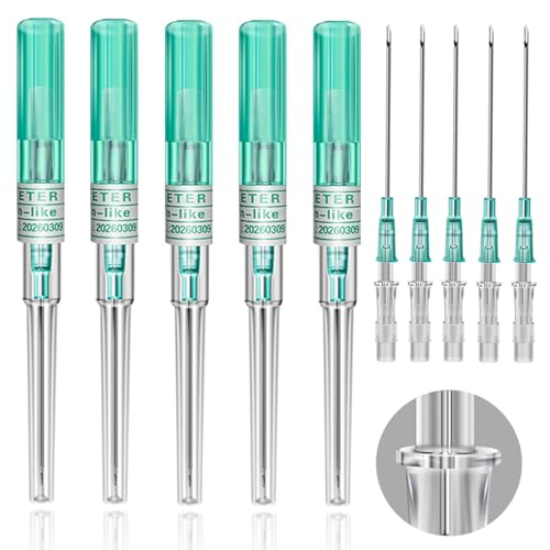 Catheter Needles - Prgislew 5Pcs Catheter Piercing Needles 18G IV Catheter Needles Ear Nose Piercing Needles Hollow Needles for Lip Tongue Belly Navel Nipple Cartilage Piercing Kit