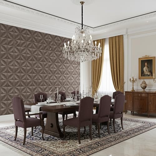 Image of Kayra Decor PVC Panel for Wall Butterfly Design Magnum Brown Color 19.7 inch x 19.7 inch (Pack of 18) - Covers 48.51 Sq. Ft.