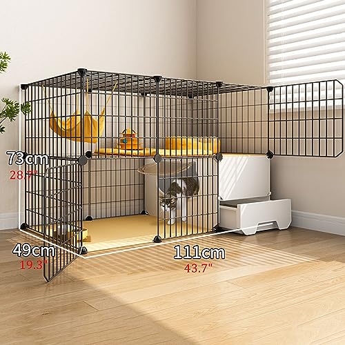 Cage pour chat d'intérieur avec bac à litière intégré et espace à plusieurs niveaux transparent - 8