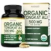 Organic Tongkat Ali for Men (500mg Per Serving, 60 Capsules) Longjack Root Extract Powder for Men & Women - Premium Tongkat Ali Supplement - Support Energy, Muscle Mass & Performance - Vegan & NON GMO