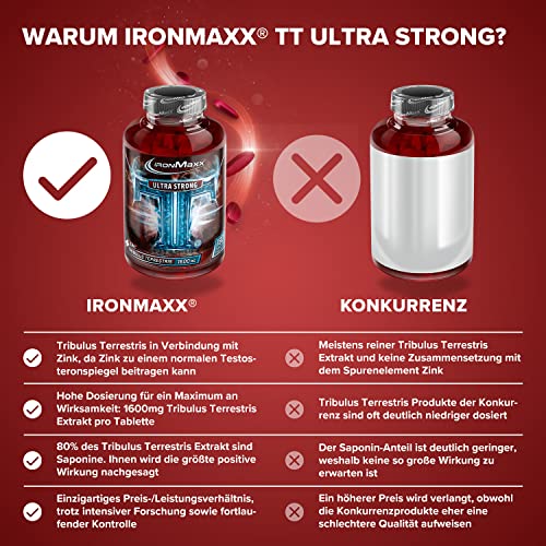 IronMaxx TT Ultra Strong Tribulus Terrestris - 180 Tabletten | 1600mg Tribulut Terrestris Extrakt pro Tablette | hochdosiert mit Zink – Bild 4