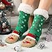 AMIMOJY Adult Christmas Holiday Socks Colorful Indoors Striped Slipper Fleece Knit Thick Warm Womens plus Fashion For Women