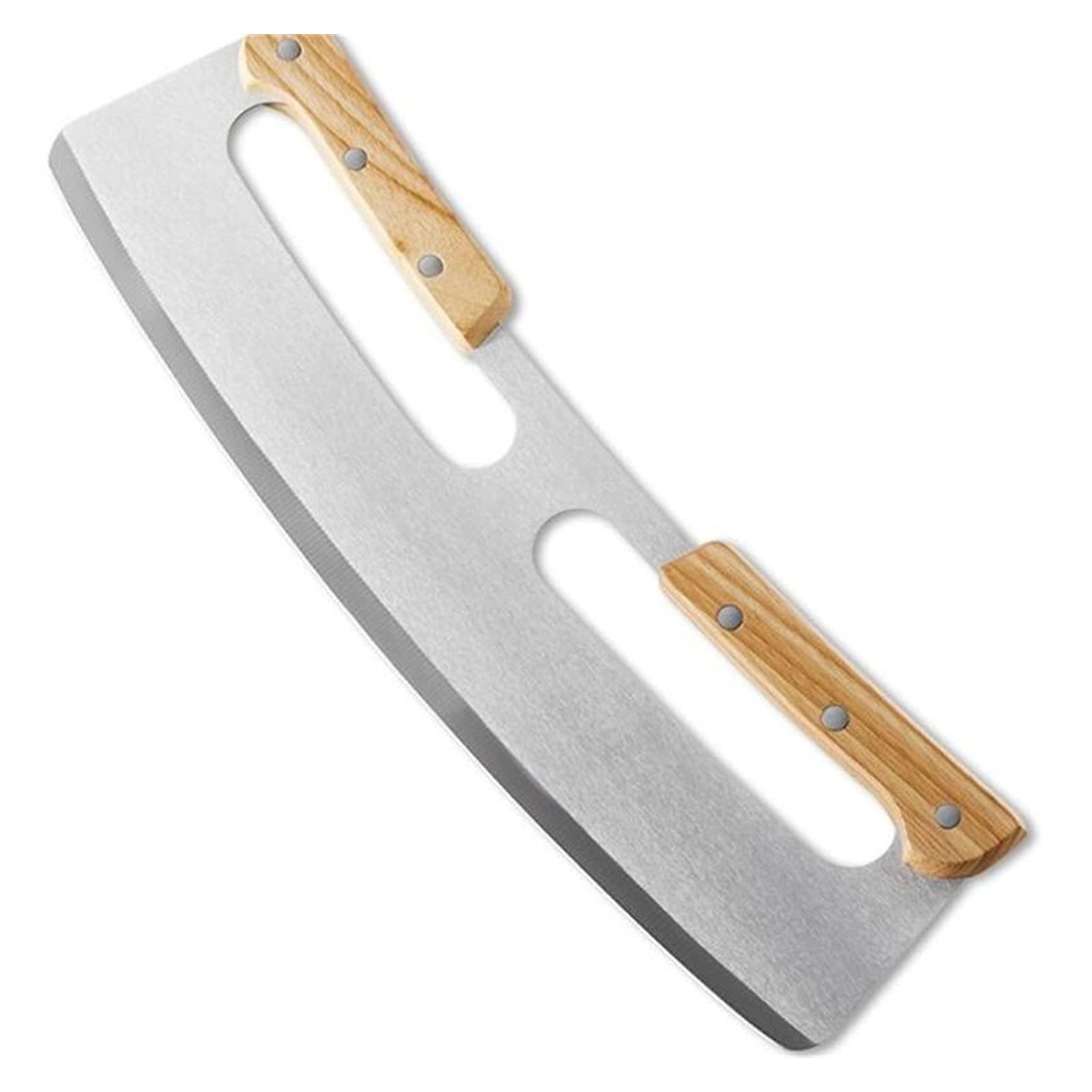 Nóż do pizzy 36CM kuchnia nóż do pizzy ze stali nierdzewnej drewniany podwójny uchwyt nóż do pizzy krajalnica do ciasta krajalnica do pizzy;