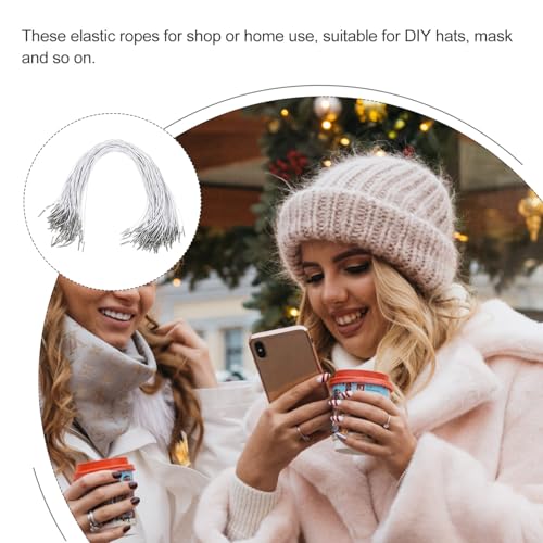 Tofficu 100 peças de cordão farpado elástico, faixa redonda elástica com extremidades de metal chapé