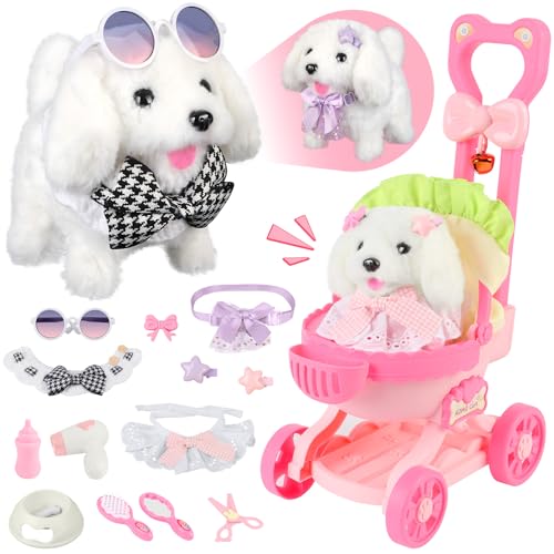 Chien interactif avec poussette jouet Charmofun pour fille de 3 à 6 ans