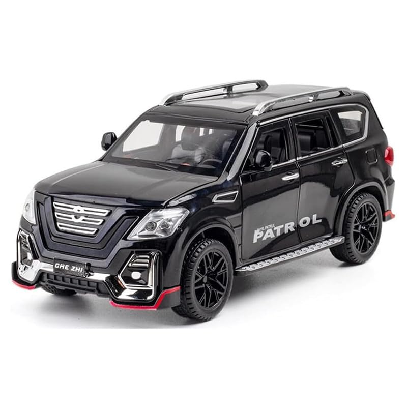 Image of Kids Model 1:24 N Petrol Die Cast Metal Car Pull Back Action Opening Doors with Realistic Engine Sound Lights Toy Car Gift for Boys - Black