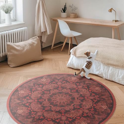 Tapis de sol salon en vinyle imprimé tropical rond ø70 cm durable - 3