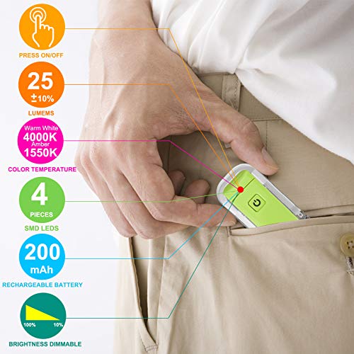 Biglight Amber Book Reading Light, Led Clip On Book Lights, Reading Lights For Books In Bed, Small Book Light For Kids, Usb Rechargeable, 2 Brightness Adjustable For Eye Protection, 2 Pack #TOP4