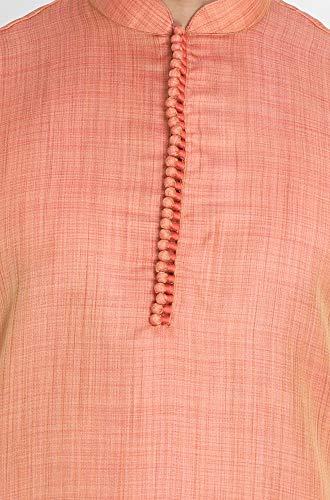 Image of VASTRAMAY Men's Beige Cotton Silk Blend Kurta