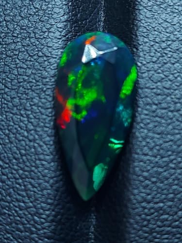Opale éthiopienne noire facettée 17x8mm pierre naturelle multi fire - 3