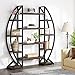 Tribesigns Oval Bookshelf, Triple Wide 5 Tier Etagere Bookcase, Industrial Display Shelves for Living Room (Brown, 55